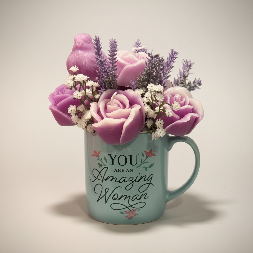 Luxury Coffee Mug with Candle Flowers – You Are an Amazing Woman Custom Scented