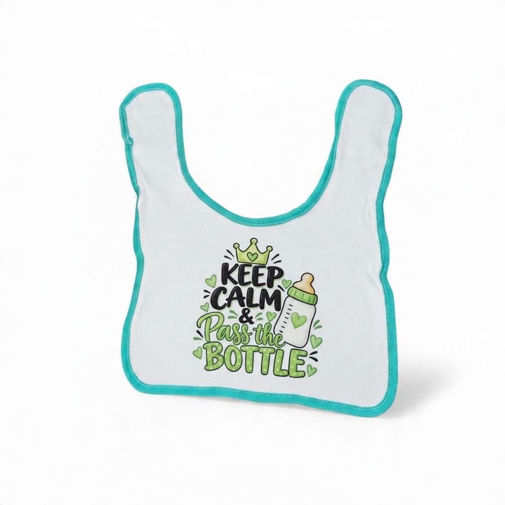 Keep Calm & Pass the Bottle – Funny Baby Bib