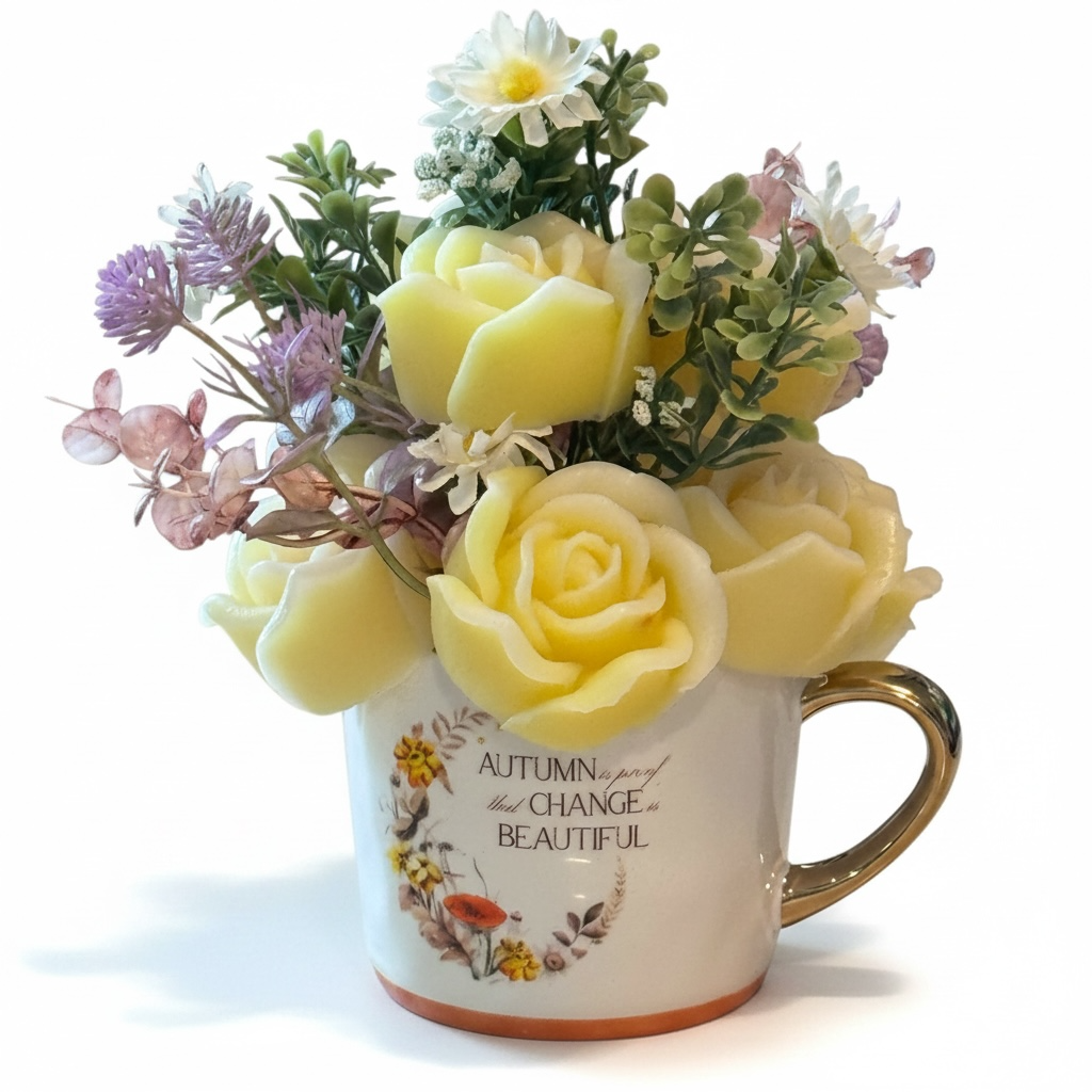 Golden Autumn Candle Flower Mug.