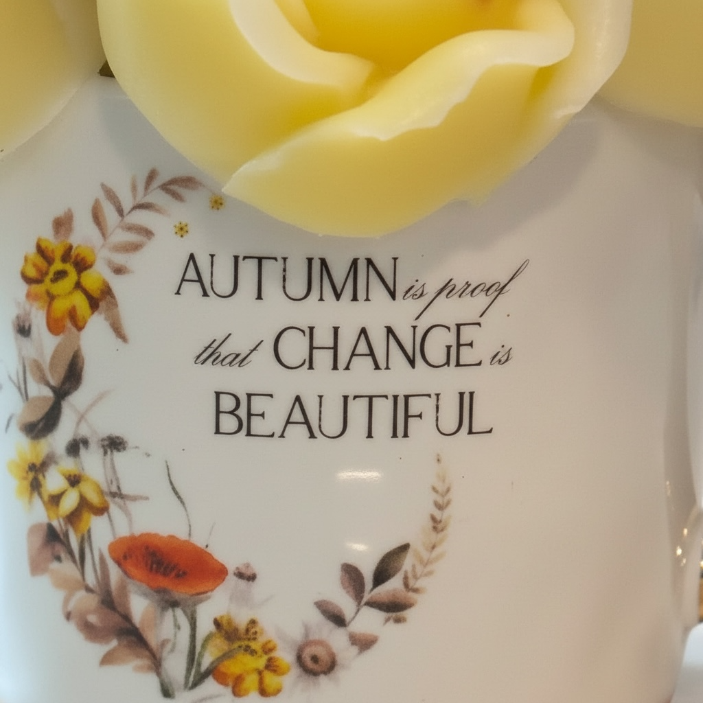 Golden Autumn Candle Flower Mug.