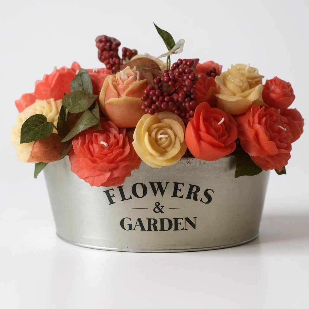 Candle Garden Tin Candle Flower Centerpiece — Custom Color &  Scent