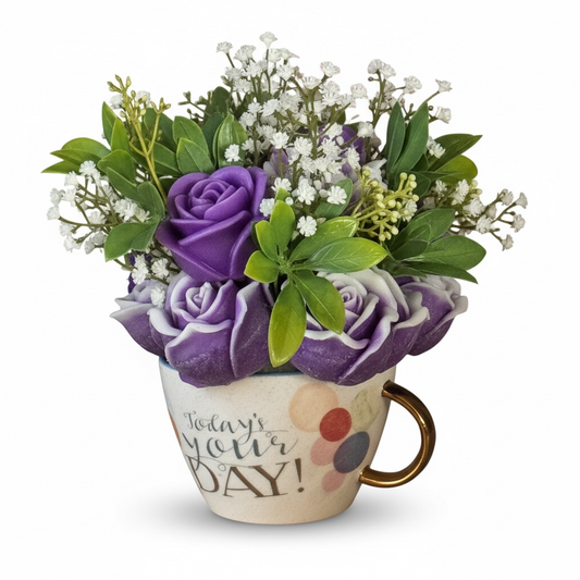 “Today Is Your Day” Candle Flower Mug – Birthday, Graduation, Promotion & Recogn