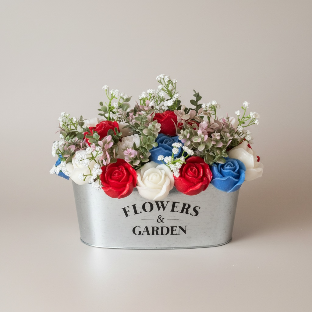 Candle Garden Tin Candle Flower Centerpiece — Custom Color &  Scent