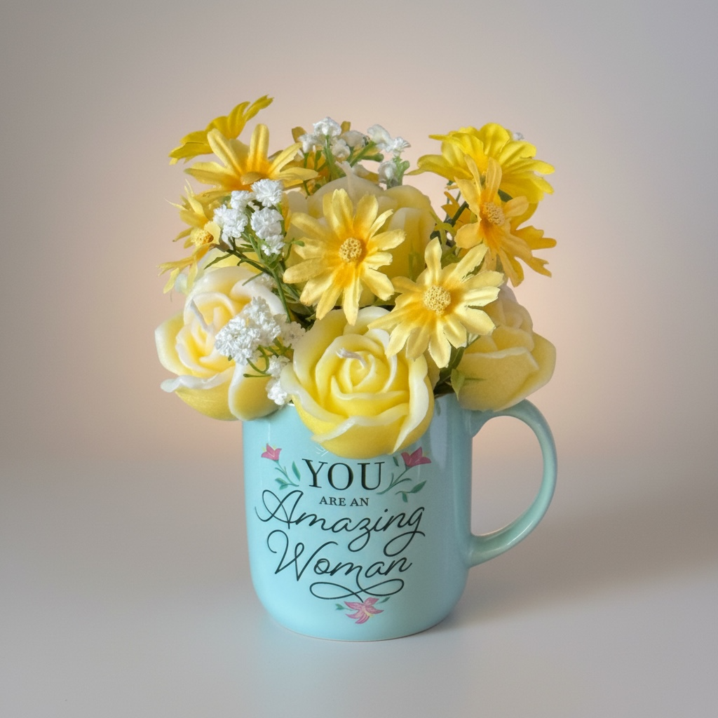 Luxury Coffee Mug with Candle Flowers – You Are an Amazing Woman Custom Scented