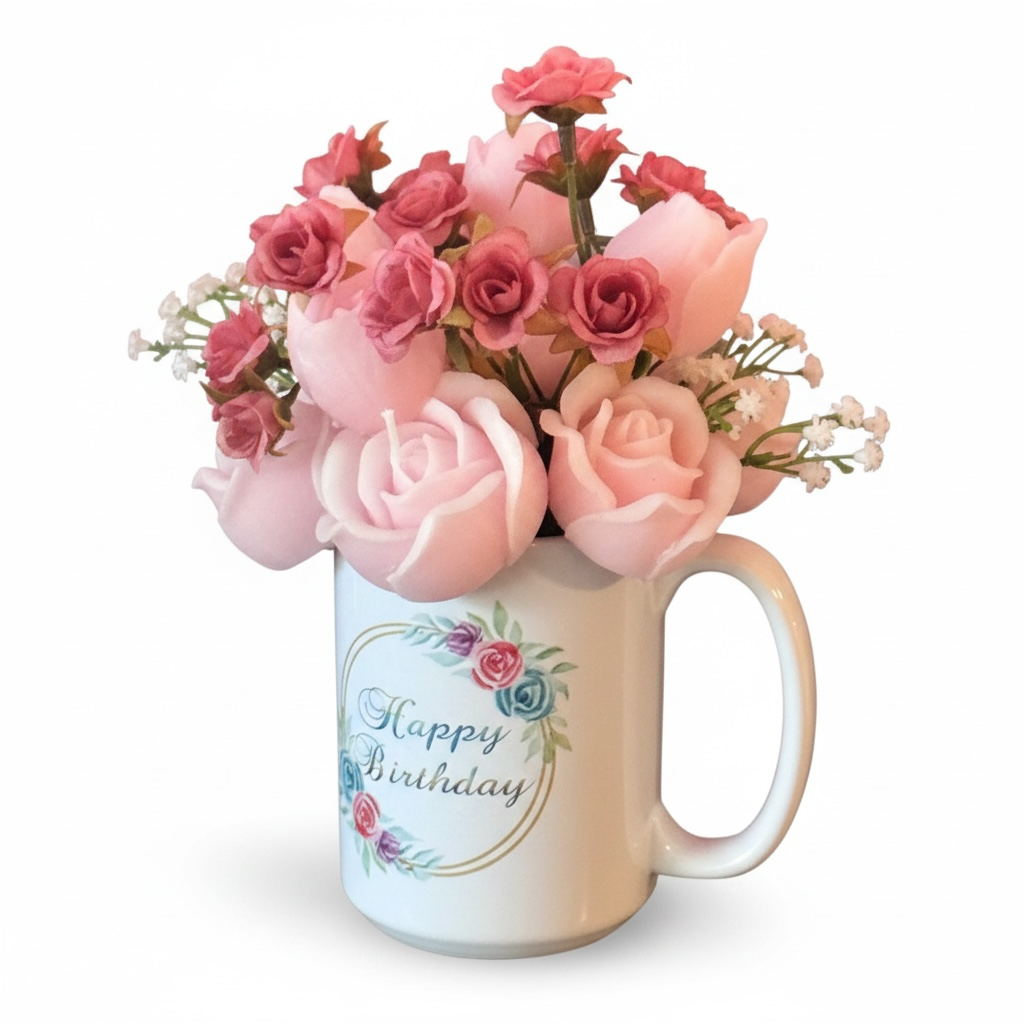 Personalized Happy Birthday Candle Mug – Candle + Mug in One Gift