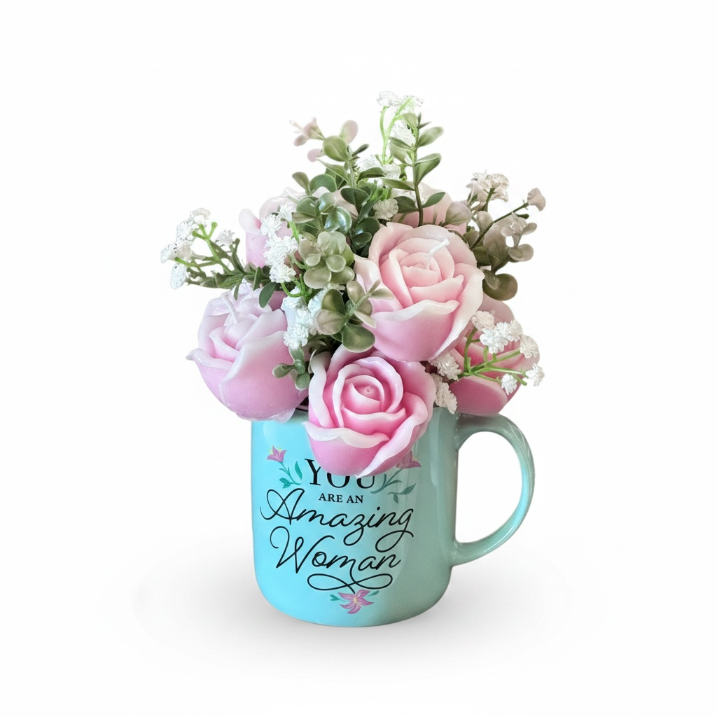 Luxury Coffee Mug with Candle Flowers – You Are an Amazing Woman Custom Scented