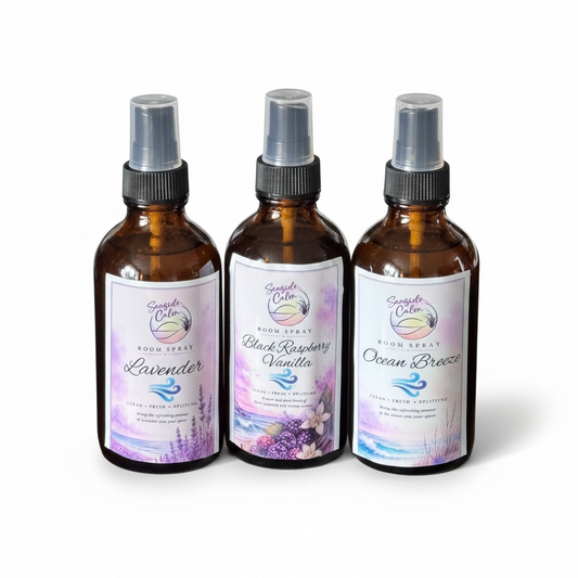 Room & Linen Spray Set – Lavender, Ocean Breeze & Black Raspberry Vanilla