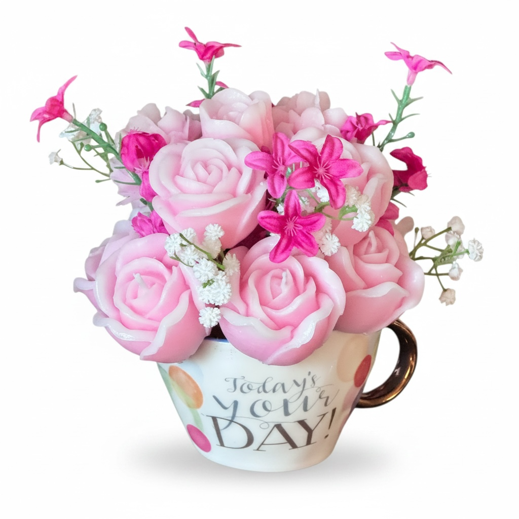 “Today Is Your Day” Candle Flower Mug – Birthday, Graduation, Promotion & Recogn