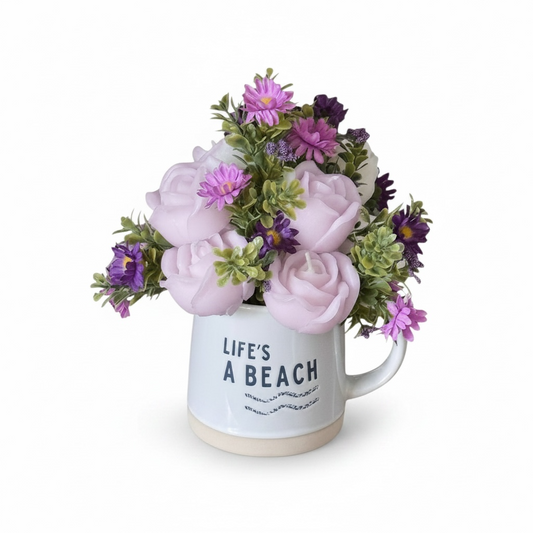 Coastal Beeswax Flower Wax Melts in Beach Mug
