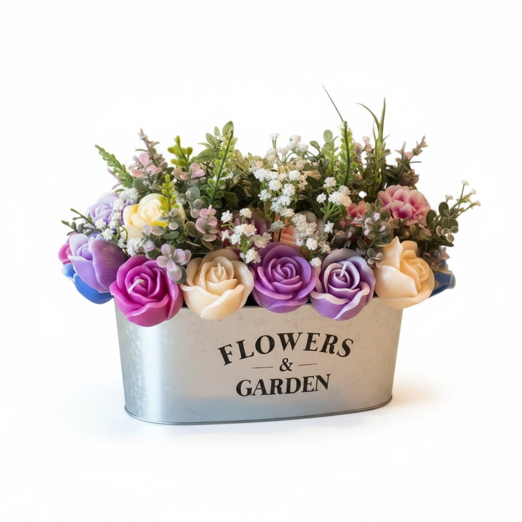 Candle Garden Tin Candle Flower Centerpiece — Custom Color &  Scent