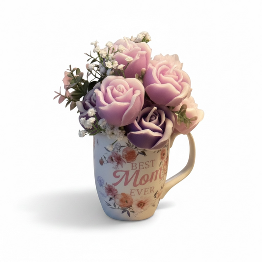 Best Mom Ever Mug with Scented Candle Flowers - Faith-Inspired Custom Gift