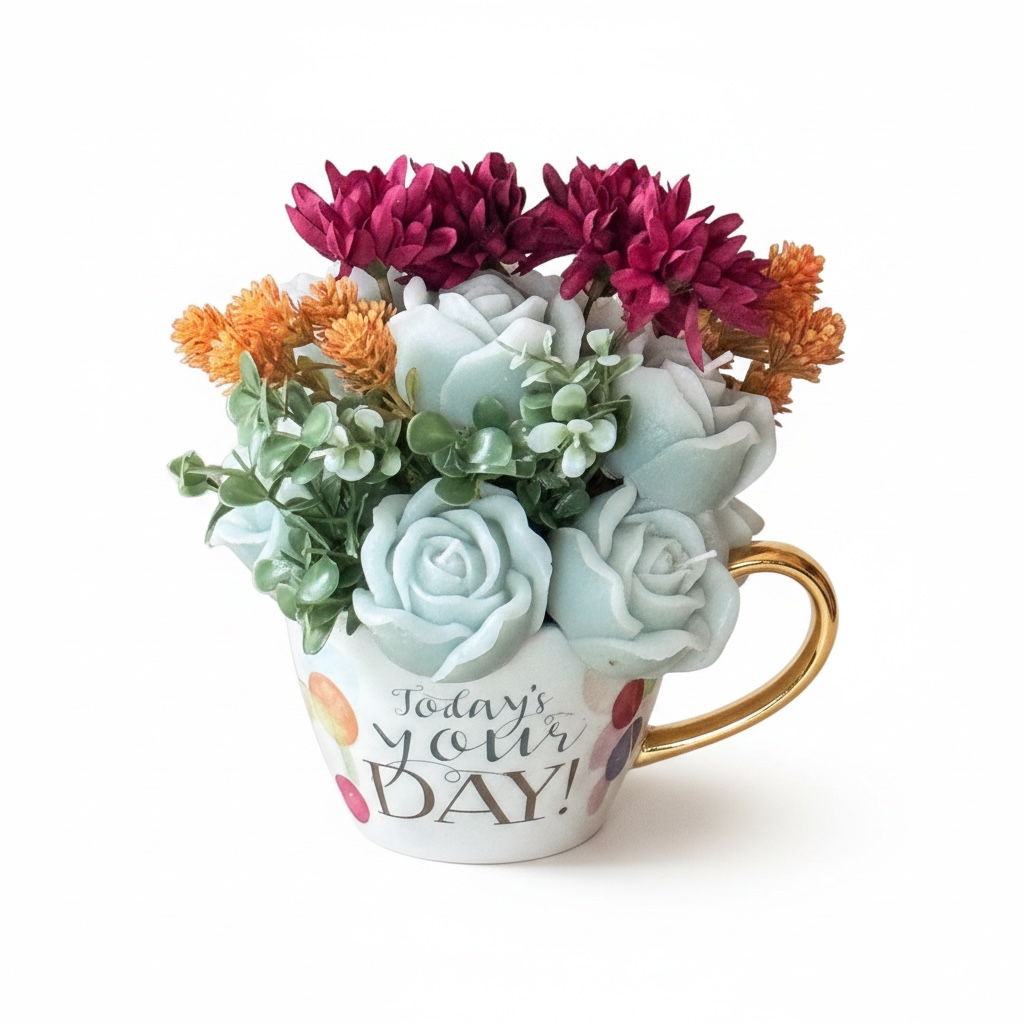“Today Is Your Day” Candle Flower Mug – Birthday, Graduation, Promotion & Recogn