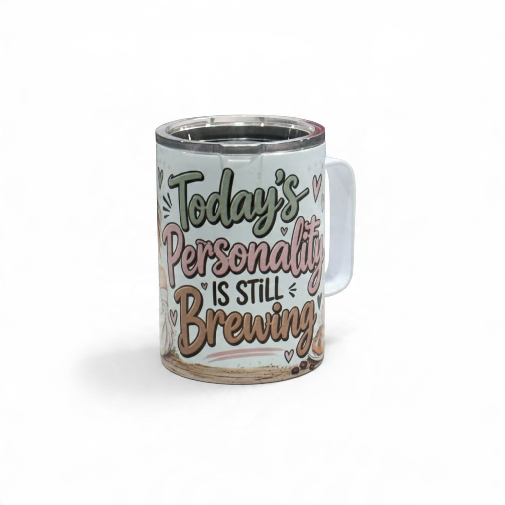 Today's Personality Is Still Brewing – Funny 10 oz Coffee Mug – back